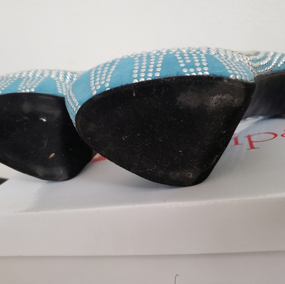 Silver Studded Teal Platform Heel - Picture 4 of 4